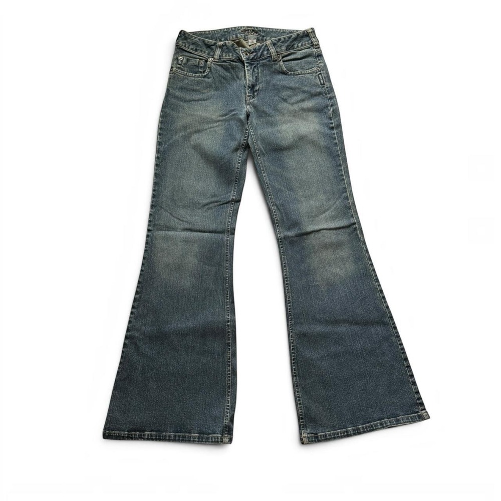Silver Jeans Co Bronx Low Rise Flare Jeans Medium Wash Blue Y2K L1827STMG U 30